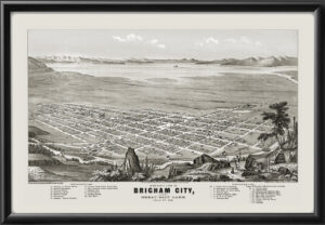 Brigham City UT 1875 ES Glover TM Birds Eye View Map