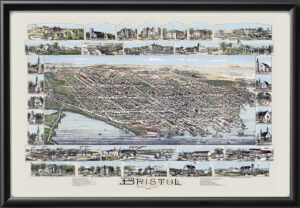 Bristol RI 1891 OH Bailey TM Birds Eye View Map