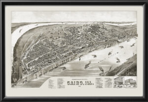 Cairo, Ill. 1888 H. Wellge Birdseye View Map