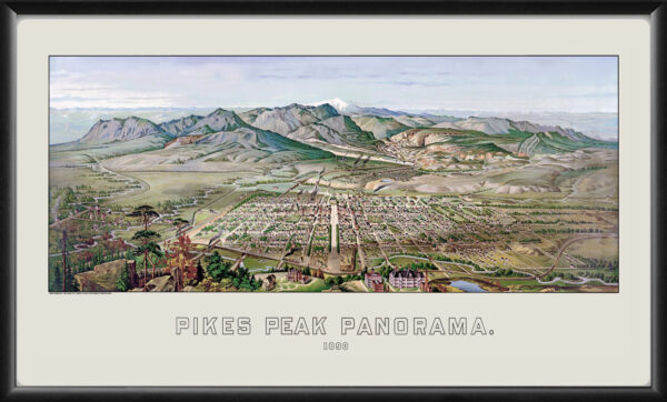 Colorado Springs CO 1890 - Pikes Peak TM Bird's Eye View Map