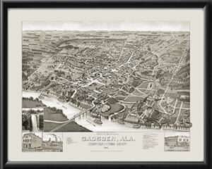 Gadsden AL 1887 by Henry Wellge TM Bird's Eye View Map