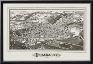 Ithaca NY 1882 Burleigh TM Bird's Eye View Map