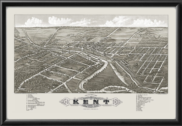 Kent OH 1882 Birdseye View Map