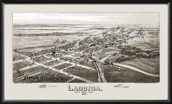 Ladonia, Texas 1891 TM Birds Eye View Map