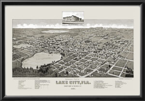 Lake City FL 1885 Birds Eye View Map