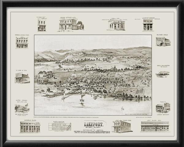 Lakeport CA 1888 Stanley Inchbold TM Map