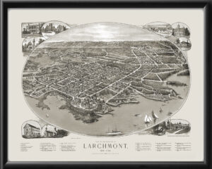 Larchmont NY 1904 Birds Eye View Map