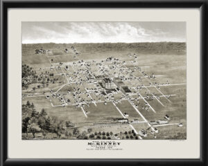 McKinney TX 1876 Birds Eye View Map