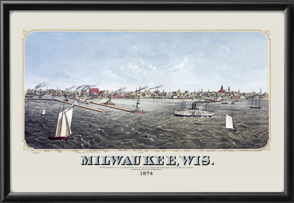 Milwaukee WI 1874 TM Bird's Eye View Map