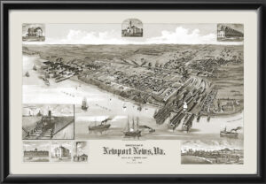 Newport News VA 1891 Tm Birds Eye View Map
