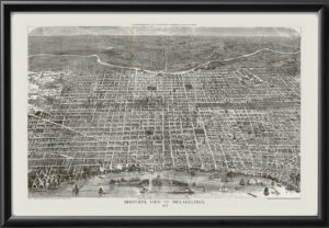 Philadelphia PA 1872 Theodore Davis TM Birds Eye View Map