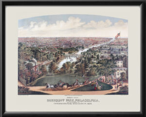 Philadelphia PA 1876 International Exhibition C. Inger TM Birds Eye View Map