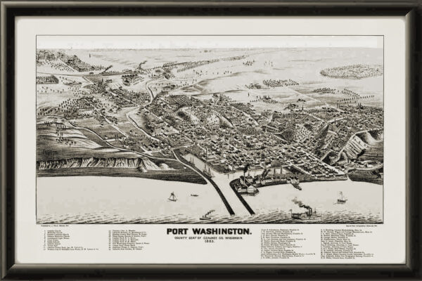Port Washington WI 1883 JJ Stoner Birdseye View Map