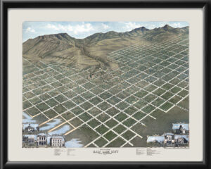 Salt Lake City UT 1870 TM Birds Eye View Map