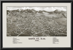 Santa Fe NM 1882 Birdseye View Map