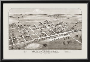 Schulenburg TX 1881 Augustus Koch TM Birds Eye View Map