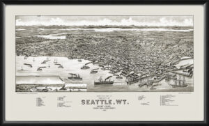 Seattle WA 1884 Henry Wellge tm Birds Eye View Map