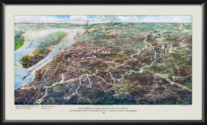Vicksburg National Military Park MS 1925 Poole Bros kTM Bird's Eye View Map