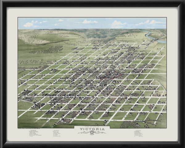 Victoria TX 1873 Brosius TM Birds Eye View Map