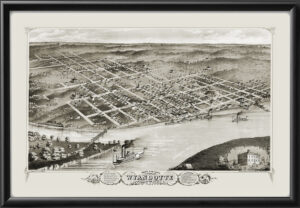 Wyandotte KS 1869 Albert Ruger2432 Birdseye View Map