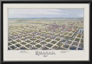 Quanah TX 1890Fowler and Moyer TM Birds Eye View Map