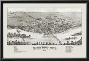 Sauk City WI 1883 J TM Bird's Eye View Map