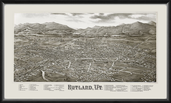 Rutland VT 1885 Lucien R Birdseye View Map