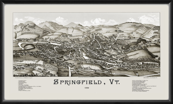 Springfield VT 1886 LRBurleighTM Birds Eye View Map