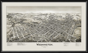 Washington PA 1897 Fowler & Moyer TM Birds Eye View Map