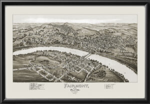Fairmont and Palatine WV 1897 Fowler TM Birds Eye View Map