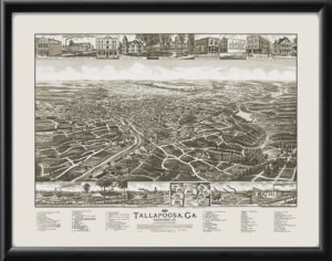 Tallapoosa GA 1892 Geo Norris Birdseye View Map
