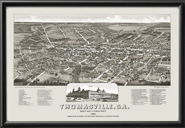 Thomasville GA 1885 Henry Wellge Birdseye View Map