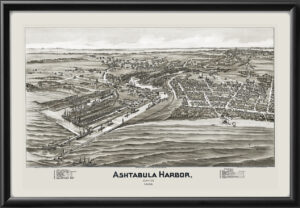 Ashtabula Harbor OH 1896 Fowler & Moyer TM Birds Eye View Map