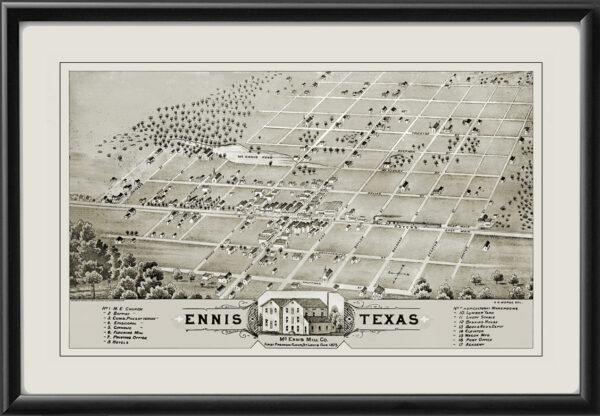 Ennis TX 1875 DDMorse TM Birds Eye View Map