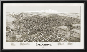 Greensburg PA 1901 Birds Eye View Map Fowler Moyer