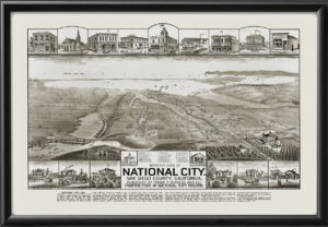 National City CA 1887 WWElliott TM Bird's Eye View Map
