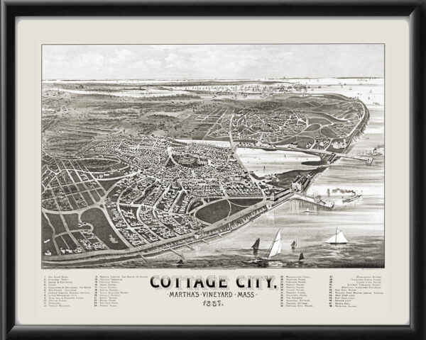 Cottage City MA 1887 AFPoole Tm Bird's Eye View Map