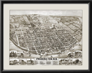 Fredericton, N.B Canada 1882 OHBailey TM Bird's Eye View Map