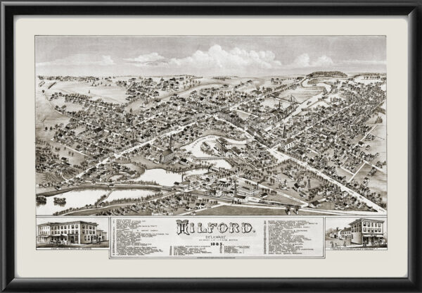 Milford DE 1885 OH Bailey TM Bird's Eye View Map