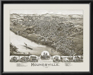 Moundsville WV 1899 AEDowns TM Birds Eye View Map