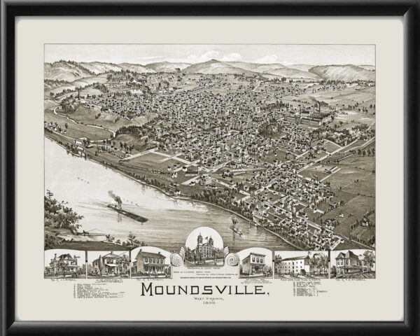 Moundsville WV 1899 AEDowns TM Birds Eye View Map