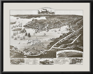 Boothbay Harbor ME 1885 AFPoole Birdseye View Map