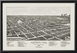 Antigo WI 1886 HWellge tm Birds Eye View Map