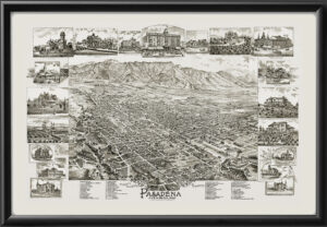 Pasadena CA 1893 BWPierce Tm Bird's Eye View Map