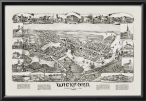 Wickford RI 1888 OHBailey TM Birds Eye View Map