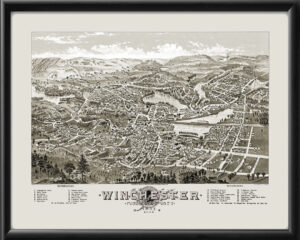 Winchester MA 1886 AFPoole TM Bird's Eye View Map