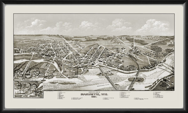 Manitowoc 1883 - JJStoner TM Bird's Eye View Map