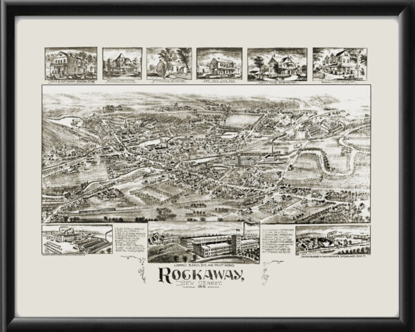 Rockaway NJ 1902 Fowler TM Bird's Eye View Map