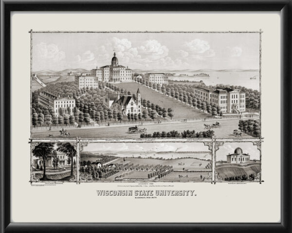University of Wisconsin 1879 Madison WI TM Bird's Eye View Map