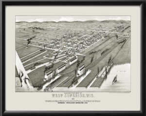 West Superior WI 1887 HWellge TM Bird's Eye View Map